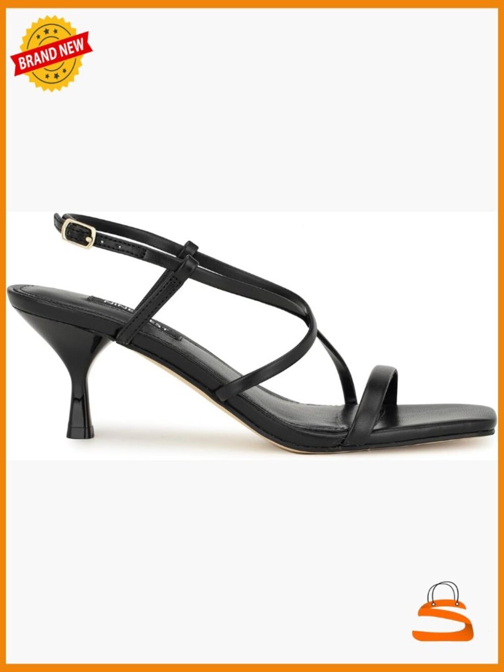 Kitten Heel Square Toe Sandals with Asymmetrical Straps
